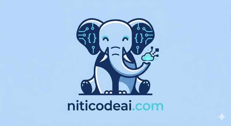 Niti — the NitiCodeAI AI Copilot mascot, seated in a calm confident pose